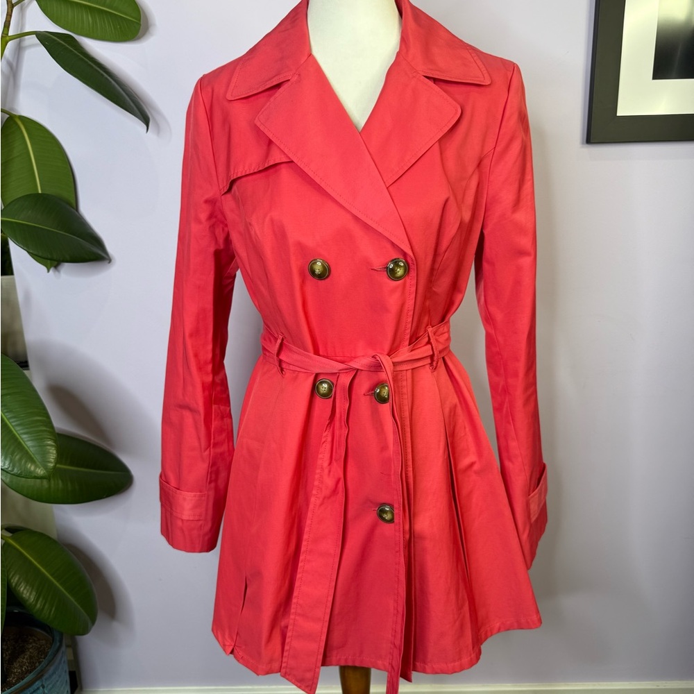 Black Rivet Double Breasted Pink/Coral All-Weather Jacket